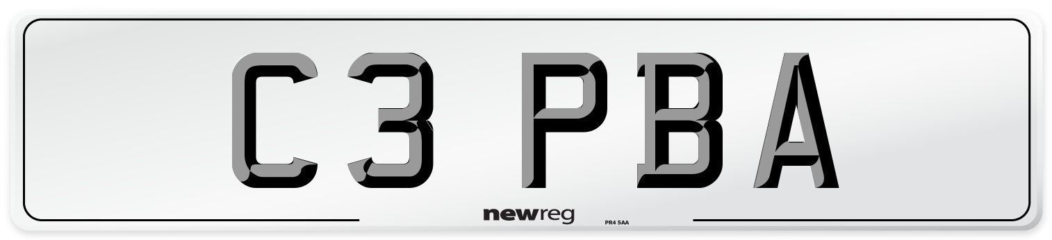 C3 PBA Number Plate from New Reg